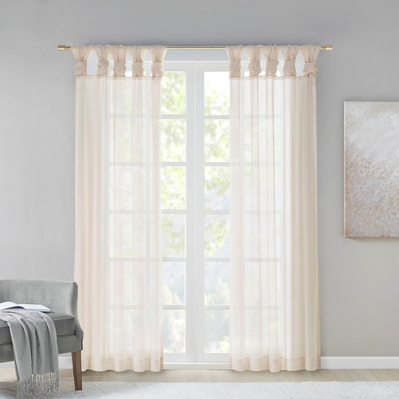 Twist Tab Voile Sheer Window Pair, Ivory, 50" W x 84" L