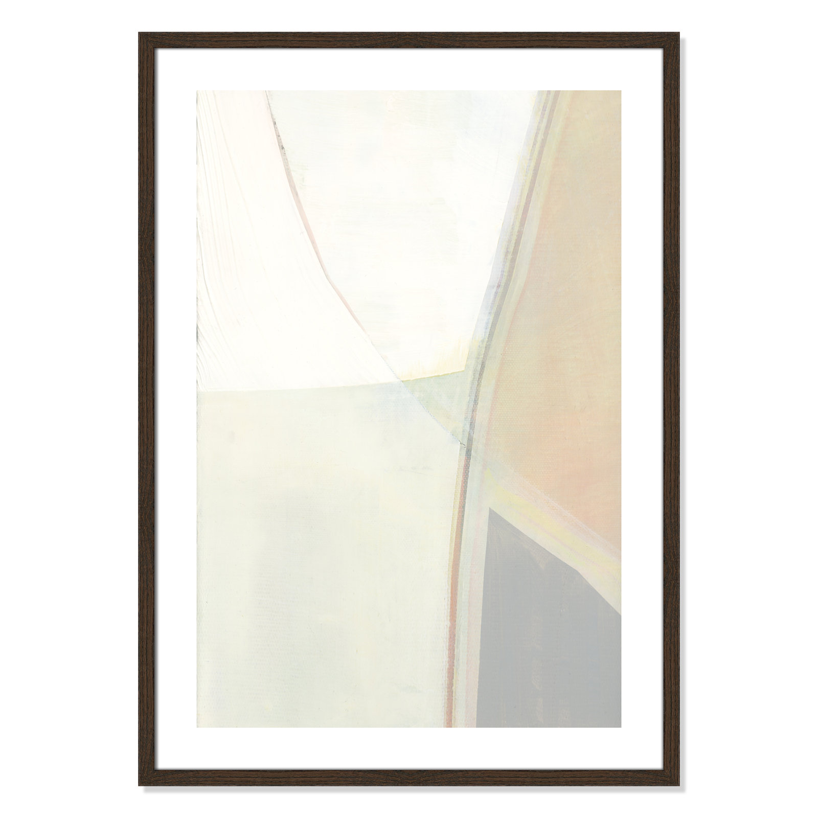 Alexandria "In Neutral II" Painting by Cartissi, 35.5" H x 25.5" W x 0.75" D, Walnut Wood Framed Paper