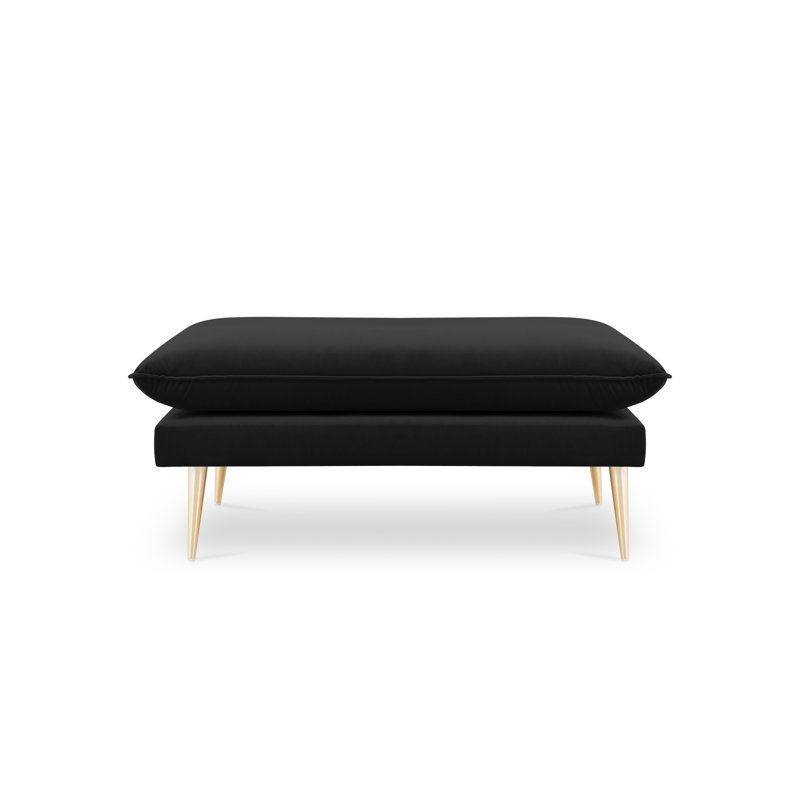 Adoraim 100cm Wide Rectangle Solid Colour Footstool Ottoman, Black, Gold