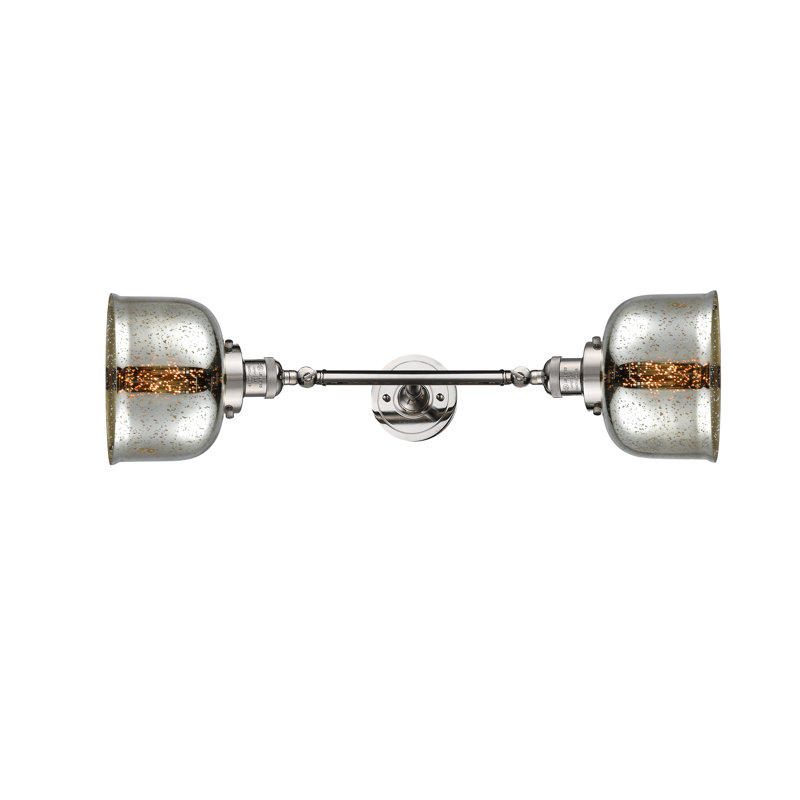 Bell - Luminaire de meuble-lavabo 19 po 2 lumières, Argent mercuré, Nickel poli, Ampoule incandescente rétro 60 watts