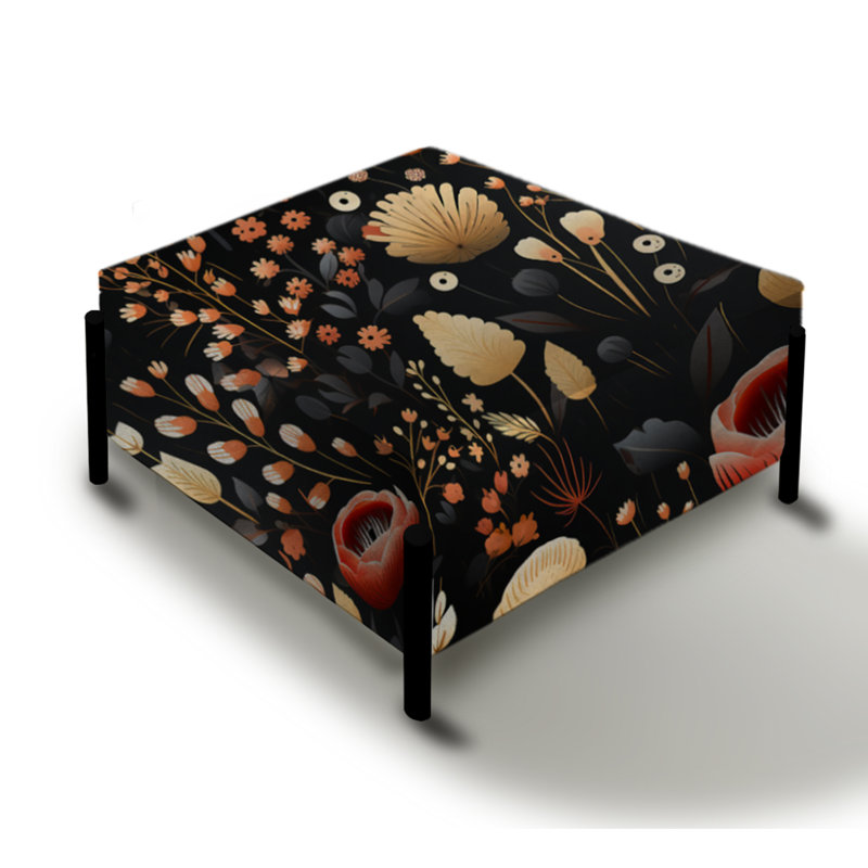Motif floral Bohemian Bliss - Grand repose-pieds carré floral