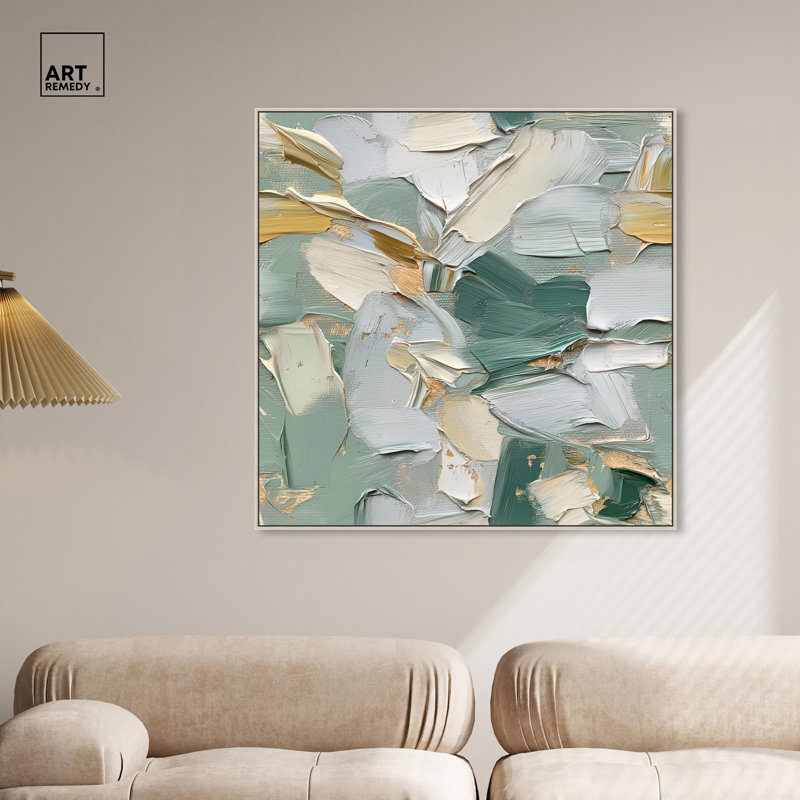 Toile abstraite Art Remedy, H 12 po x l 12 po, Cadre argenté