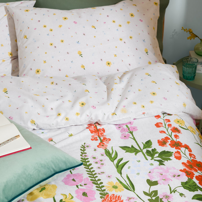 Cottage Garden Cotton Blend Floral Duvet Cover Set with Pillowcases Included, Single Duvet Cover Set + 1 Standard Pillowcase