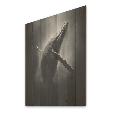 Danse de baleine noire et blanche I - baleine sur bois