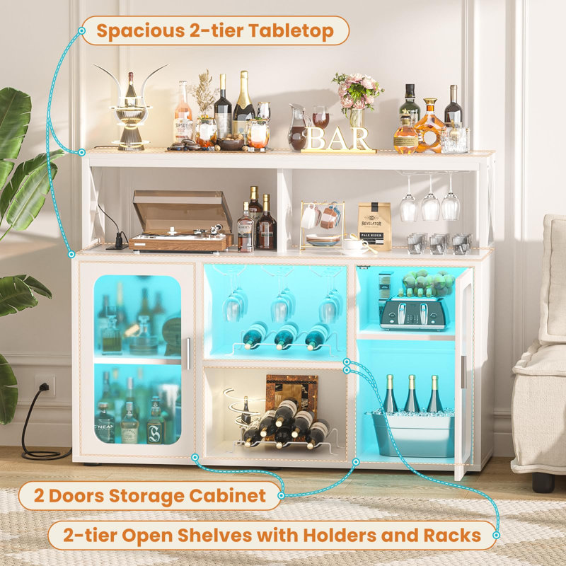 Xachary 47.2'' Bar Cabinet, White
