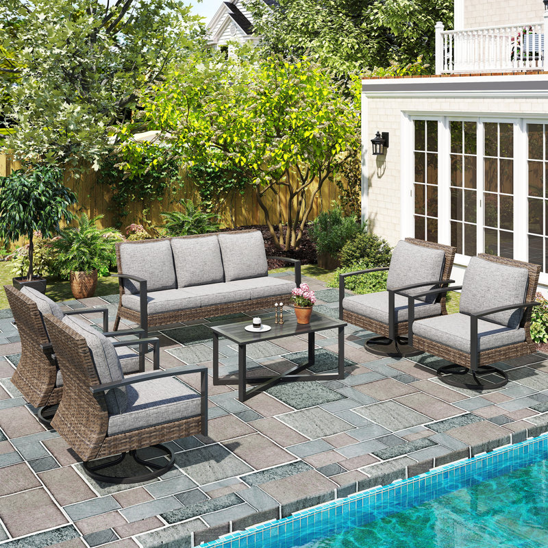 Ensemble de chaises de patio pivotantes avec coussins Shaylor