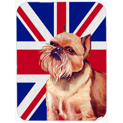 Griffon bruxellois de bruxelles avec panneau de découpe en verre à drapeau anglais britannique caroline Union Jack