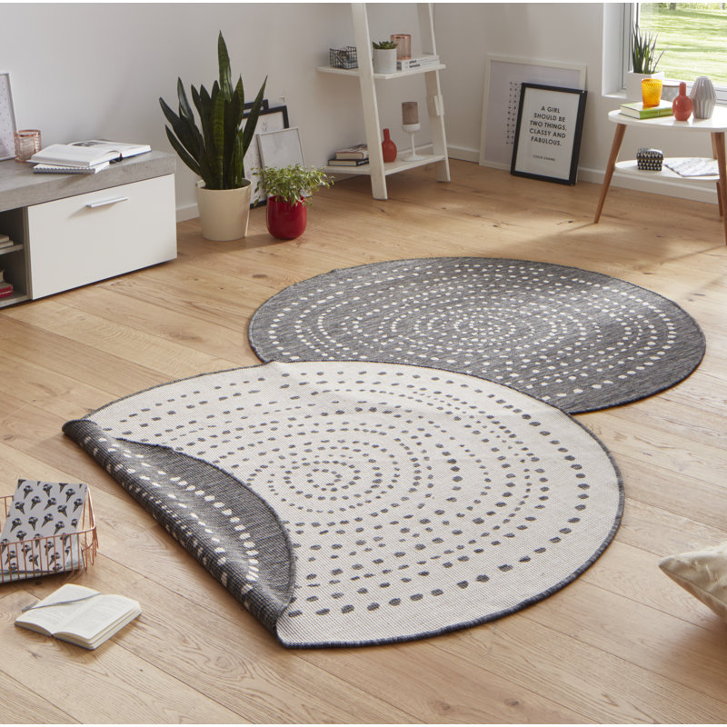 Bali Flatweave Grey Rug, 140cm round