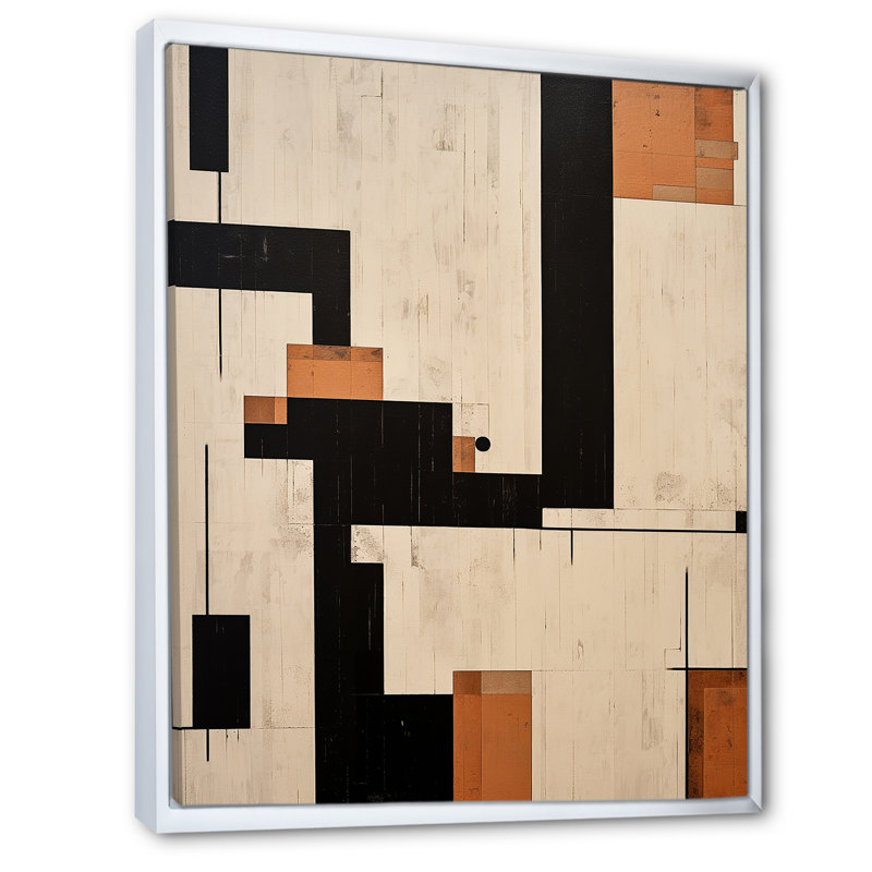 Nouvel ordre élémentaire noir blanc minimalisme I - art mural moderne sur toile géométrique, 32" H x 24" W