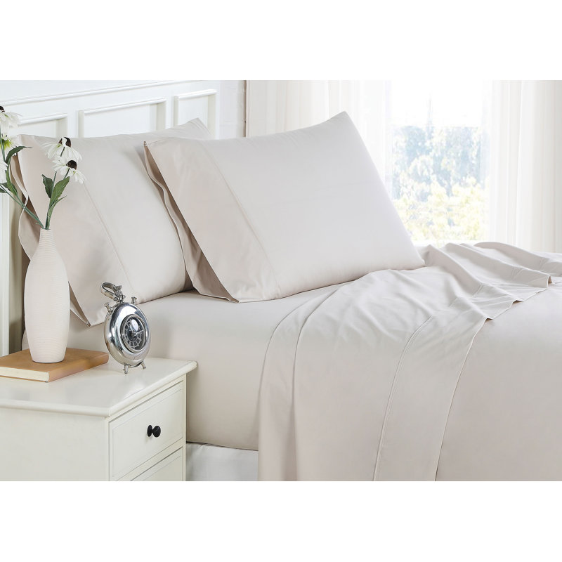 Bone Cotton Percale Full Deep Pocket Sheet Set