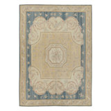 Rug & Kilim’S Aubusson Style Rug In Blue And Cream With Floral Medallion