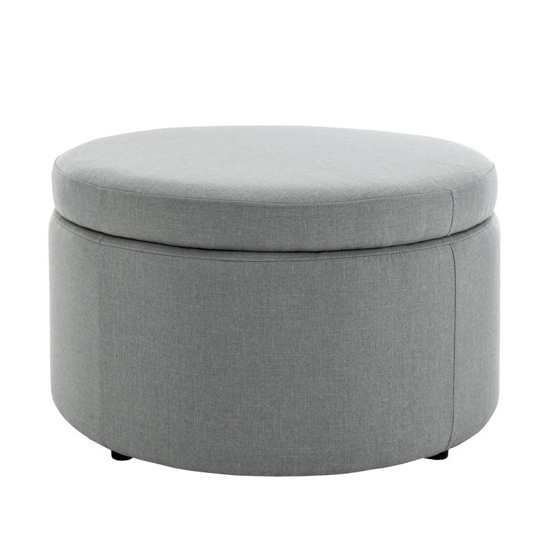 Repose-pieds rond en tissu Gennero, Gris
