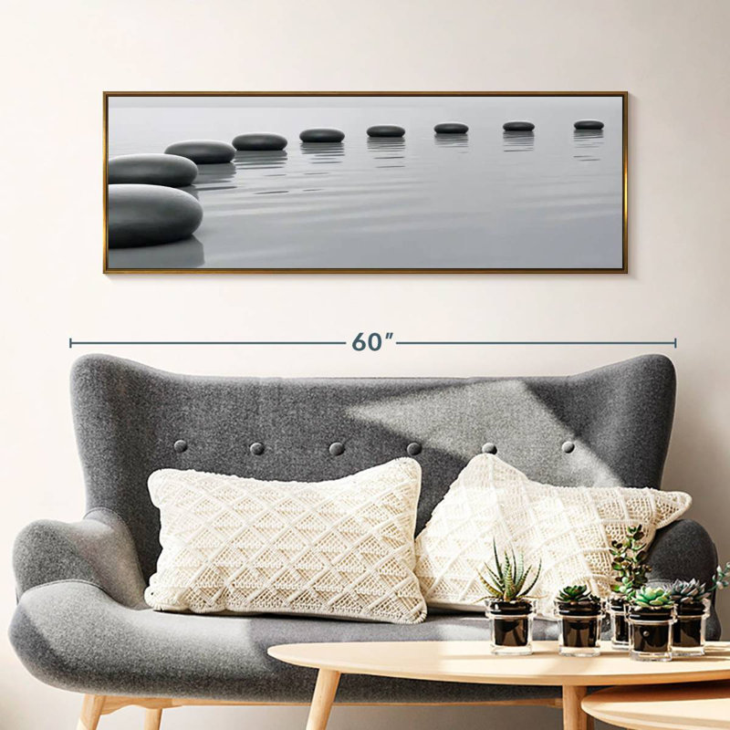 Pierres minimalistes, 46" X 16", Floating Frame Gold