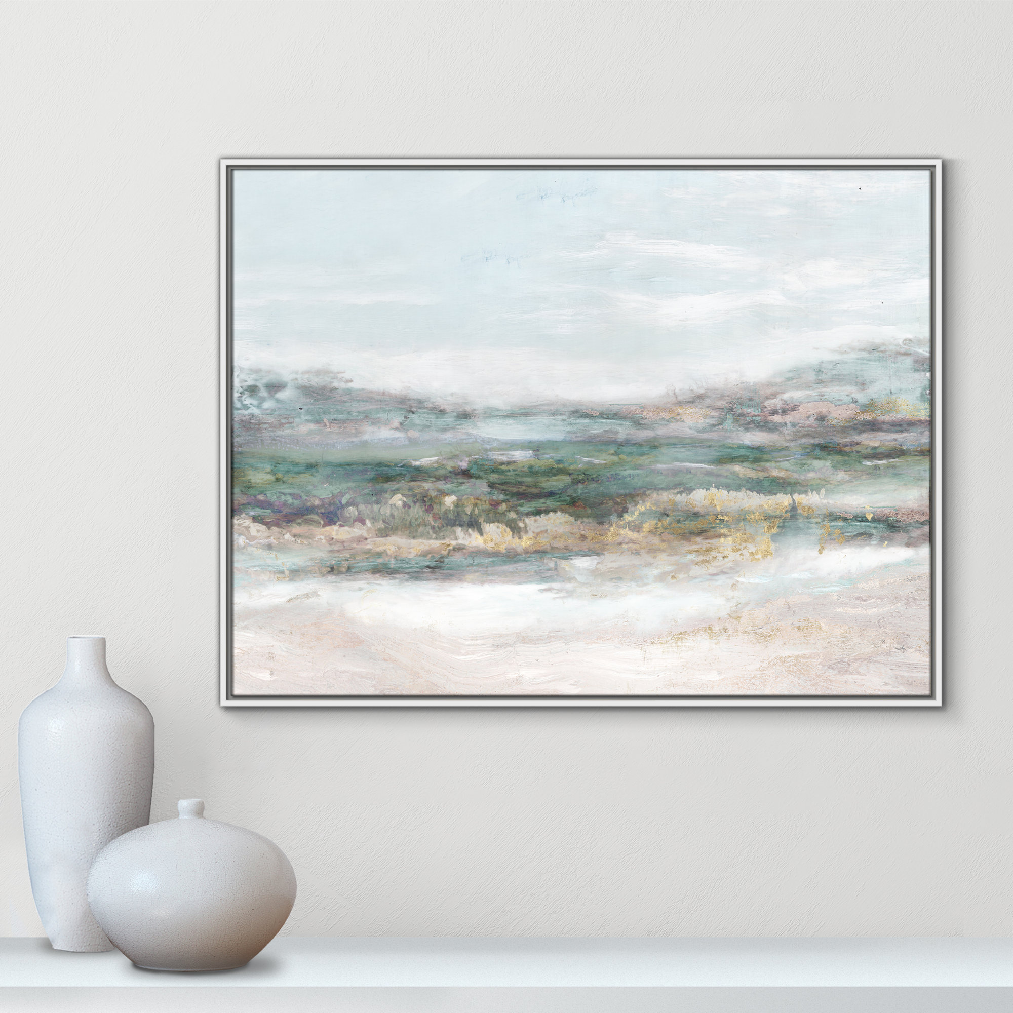 Dazzling by Matina Theodosiou - Painting Print on Canvas, White Framed Canvas, 31.5" H x 41.5" W x 2" D, No Mat
