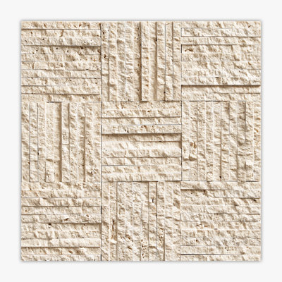 Ivory Splitface Prague Travertine Mosaic