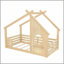 Lit simple au sol avec fenêtre et petite tablette, lit en bois massif avec toit en forme de maison, sans sommier nécessaire, naturel-129230726-129230728