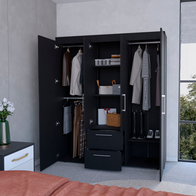 Armoire tout-en-un à 2 portes, Noir