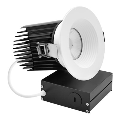 Luxrite 4" LED Recessed Light, Regressed Canless Spotlight, 5CCT, 38º, 22W, 1700LM, Interchangeable Round White Baffled Trim, Dimmable IC & Wet