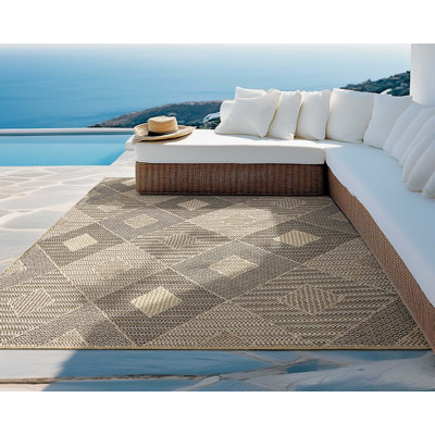 Tapis marocain d'extérieur / intérieur à motif de losanges Joriel Heritage Dakota Fields