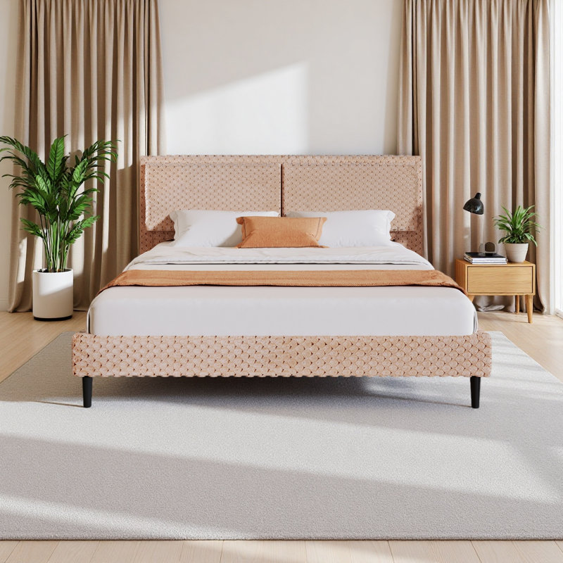 Lit de chambre simple et moelleux avec lit moelleux et confortable, Chameau, Très grand lit