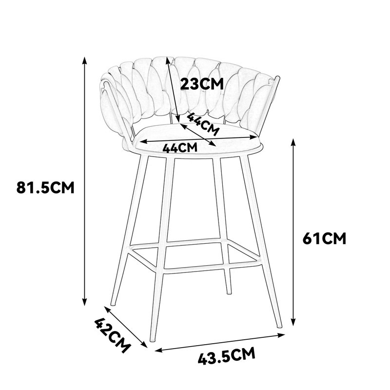 Yes Upholstered Bar Stool, Gray, 61cm