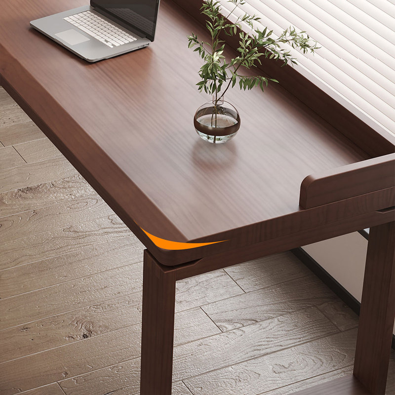 Bureau rectangulaire brun en bois massif, H 29,53 po x l 62,99 po x P 23,62 po, Brun