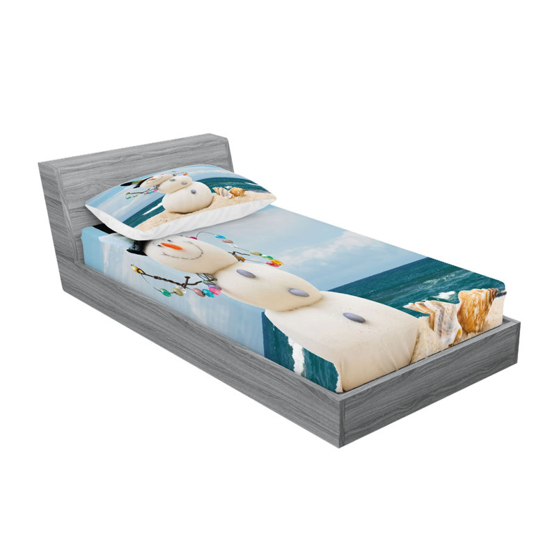 Drap-housse et coussin décoratif Ambesonne Forest, crème, brun clair, vert foncé, Twin Fitted Sheet Set + 2 Pillow Cases