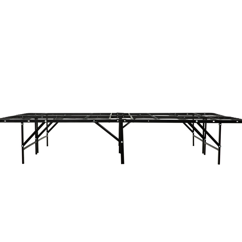 Structure de lit pour grand lit en métal noir, sommier pour matelas, cadre de base pour chambre à coucher, Grand lit