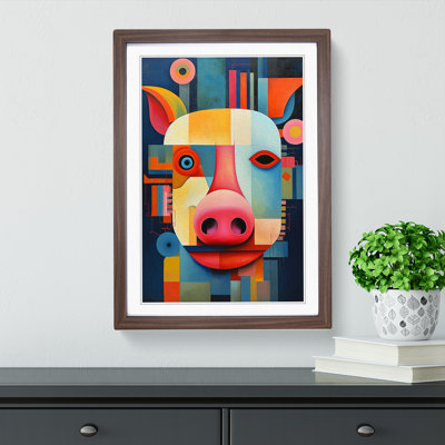 XYZ-FRM-V1223-5133 Pig Constructivism No.2 - Single Picture Frame Print on Wood