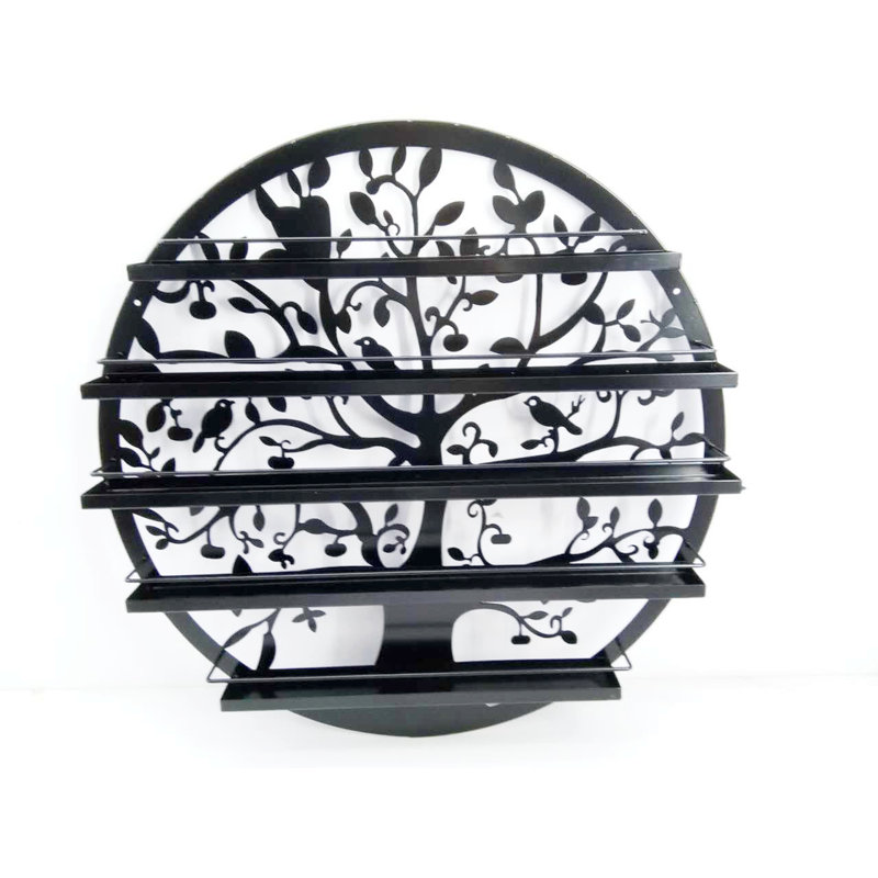 Red Barrel Studio® Wall Mounted 5 Tier Nail Polish Rack Holder, Tree Silhouette Round Metal Salon Wall Art Display, Black 3ED2763B62DC45068911A9BF676555F9