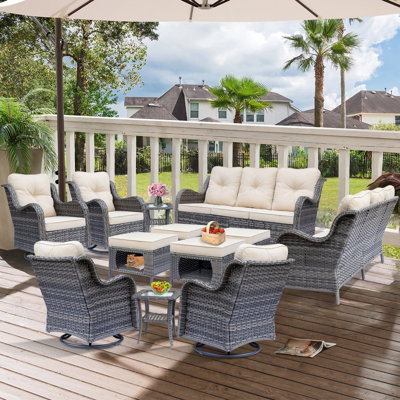 10 - Person Outdoor Seating Group With Cushions (set Of 12)