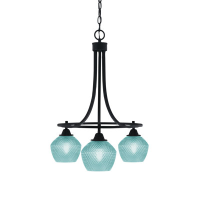 Lustre 3 lumières en verre noir mat 6 po Mukkesh