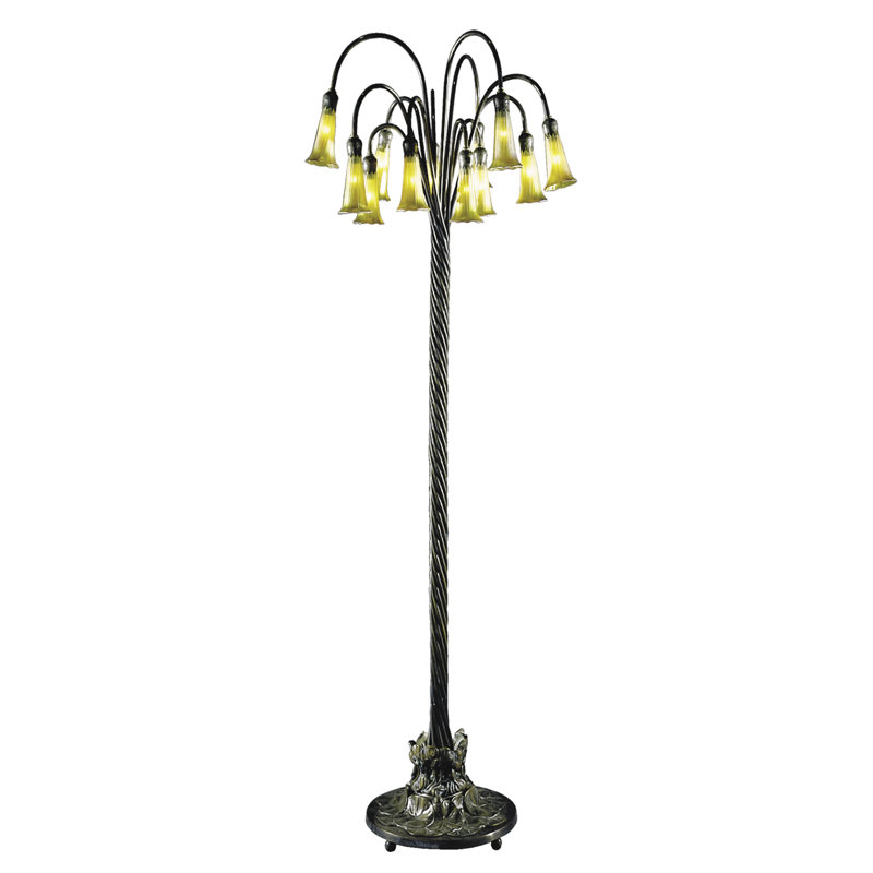 Antique Bronze 12-Light Gold Lily Floor Lamp
