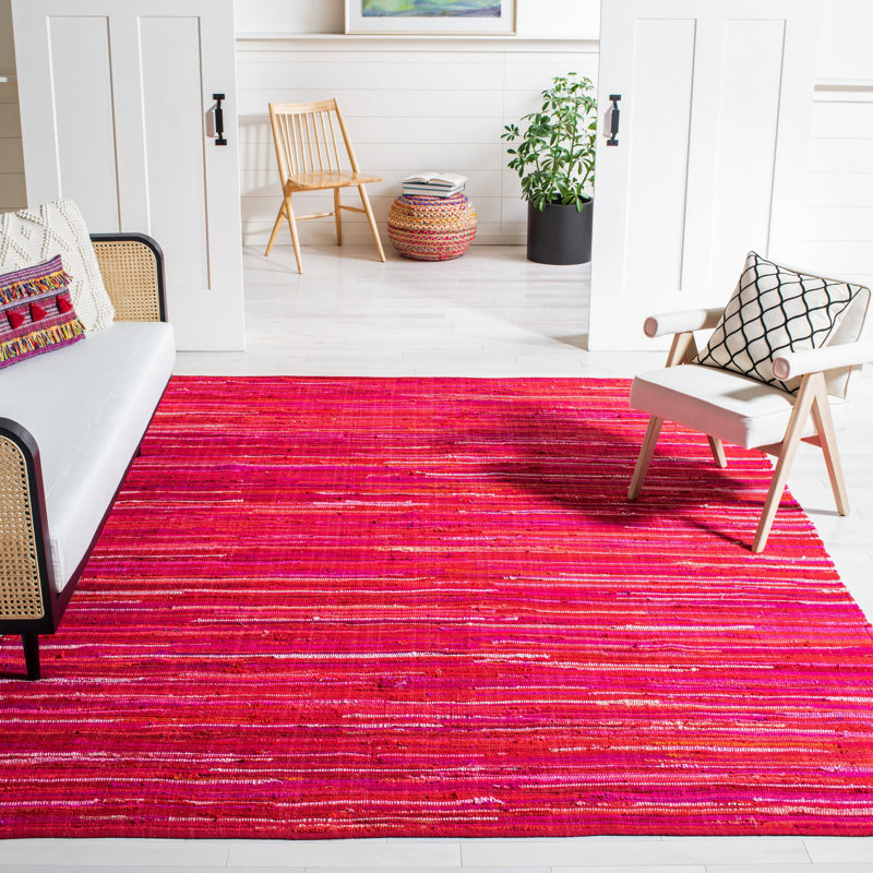 Tapis rayé en coton Nidhi, Rectangle de 5 pi x 8 pi