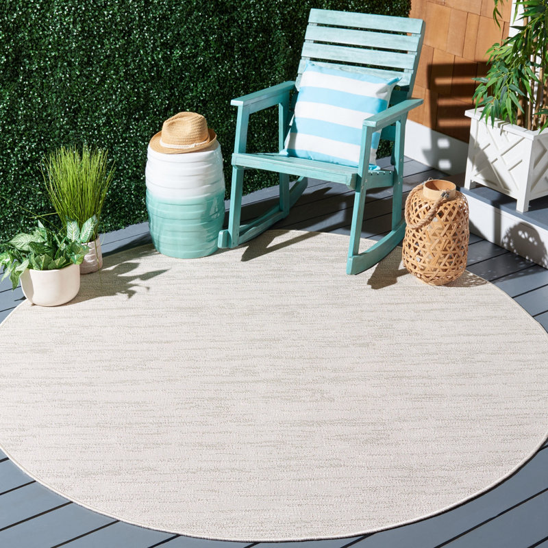 Ledah 200 Performance Solid Color Indoor/Outdoor Area Rug, Round 6'7"