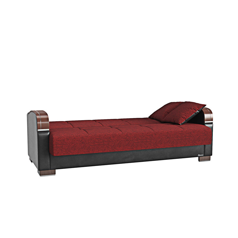 Canapé-lit rembourré convertible avec rangement, Noir / Rouge