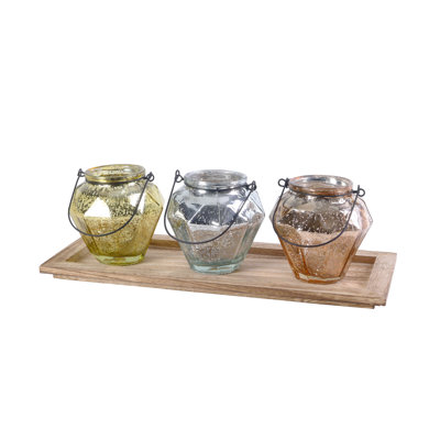 Plateau votive métallique 4 pièces