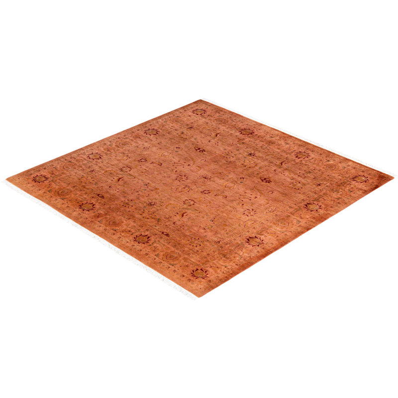 Tapis rose unique en laine 6 pi 2 po x 6 pi 3 po Huckstep
