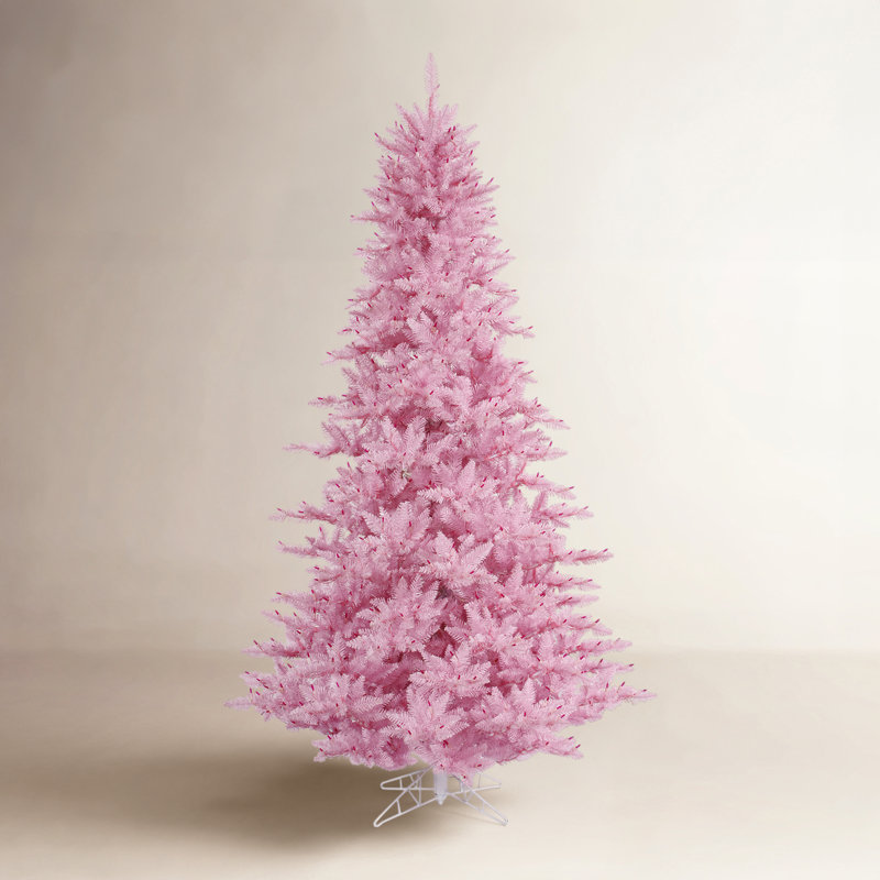 Arbre de Noël artificiel en sapin rose, H 6,5 pi x l 46 po