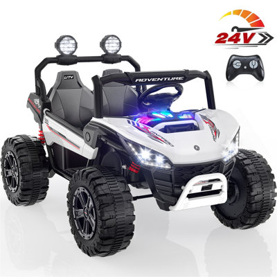 DEARAUTO XXL 24V Ride on jouets for Big Kids 3-12, 2 Sides Ride on Car, 800W Kids Electric car with Télécommande, 4 x 200W Moteurs, lumières arc-en-ciel, Max 5,1 Mph, Ressorts amortisseurs, Rangement, Bluetooth, Cadeaux pour les enfants 3 à 8 ans
