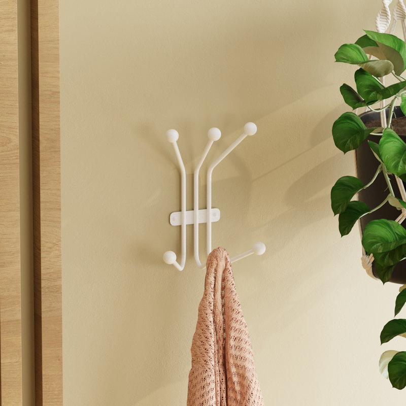 Crochet mural en métal robuste, blanc, 9,1 po x 5,1 po | Hauteur: 11,8 pouces | Conception robuste, supporte jusqu'à 22 lb | Parfait pour l'organisation de la maison, du bureau ou du garage | Corps en métal durable, épaisseur de 0,4 po