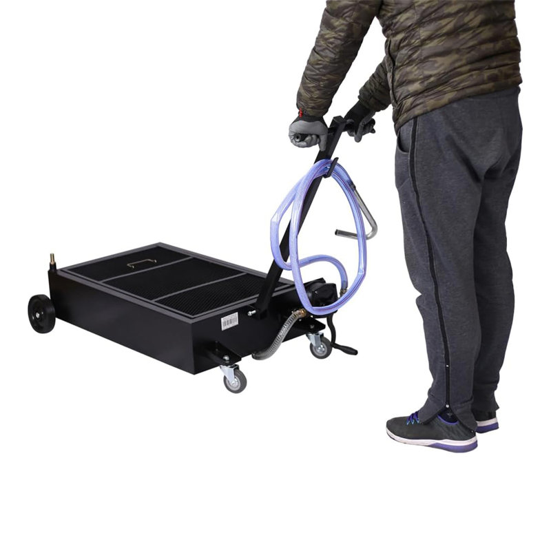 Bac de vidange d'huile à profil bas de 20 gallons avec pompe manuelle, réservoir de vidange d'huile mobile robuste avec poignée pliante, roues verrouillables et filtre pour camion, VUS