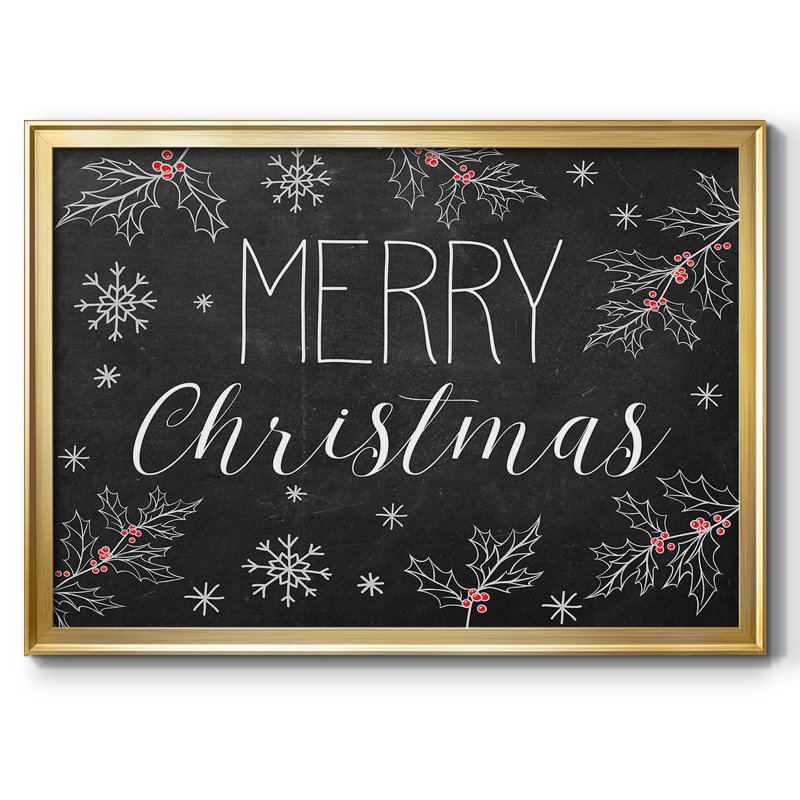 "Merry Christmas Chalkboard", art textuel sur toile, Or, H 26 po x l 38 po x P 1,5 po