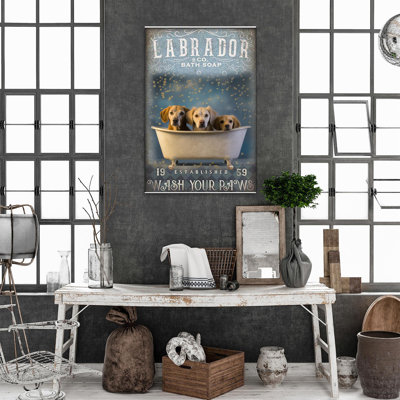 «Labrador Bath Soap», impression rectangulaire sur bois, 1 pièce