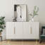 Modern Buffet Console Table, Fluted Design, Adjustable Shelves for Living Room - White