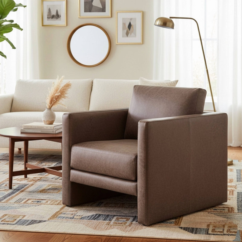 Faux Leather Arm Chair, Espresso