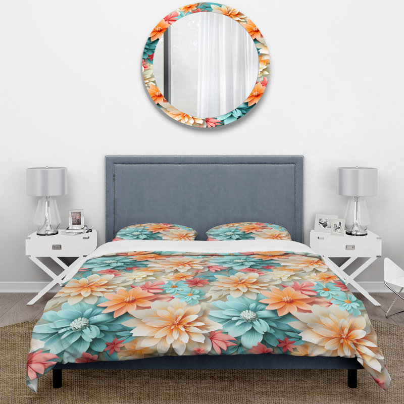 Literie Boho pastel floral Mandala Harmony, Housse de couette simple + 1 taie décorative stan
