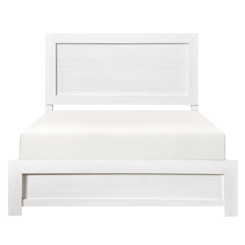 Lit pour meuble de chambre à coucher blanc, lit double avec tête de lit, rails et sommier pour un sommeil réparateur, Blanc