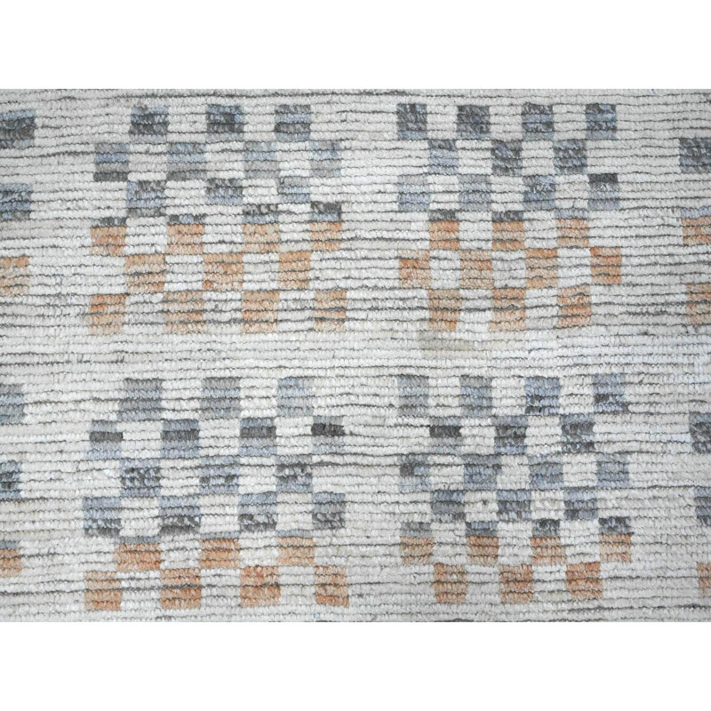 Tapis marocain en mousseline de soie 8 pi 1 po x 10 pi 5 po, tissage marocain avec couleurs douces et équilibrées, noué à la main, laine douce, ton sur ton, velours texturé, tapis oriental
