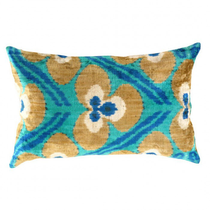 Coussin en velours réversible, Chevron bleu